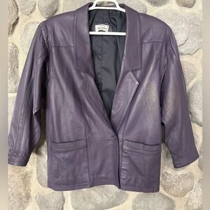 Vintage Leather Blazer Diffuse Par Fleur de Jean Women’s Purple